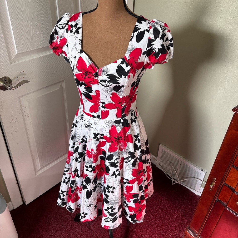 Hearts & Roses Floral Red and Black Dress